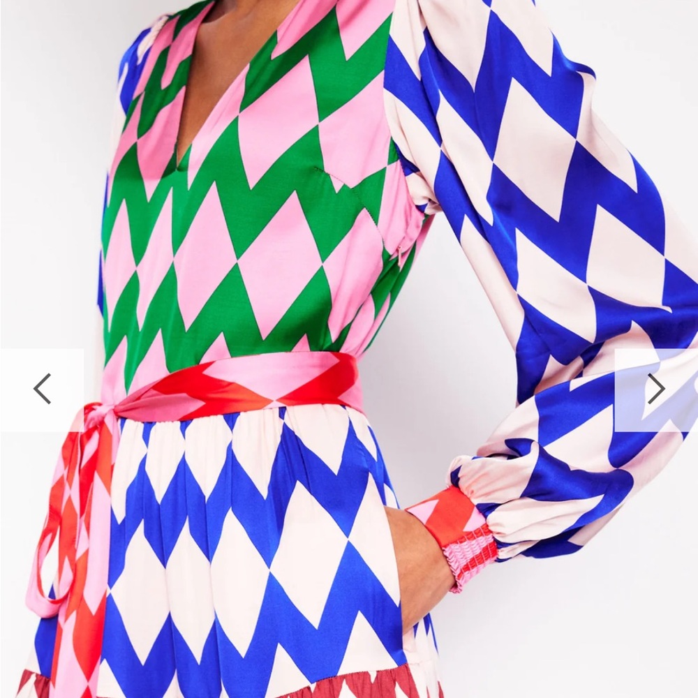 NWT v-neck tiered dress in vibrant stripe - Picture 3 of 10